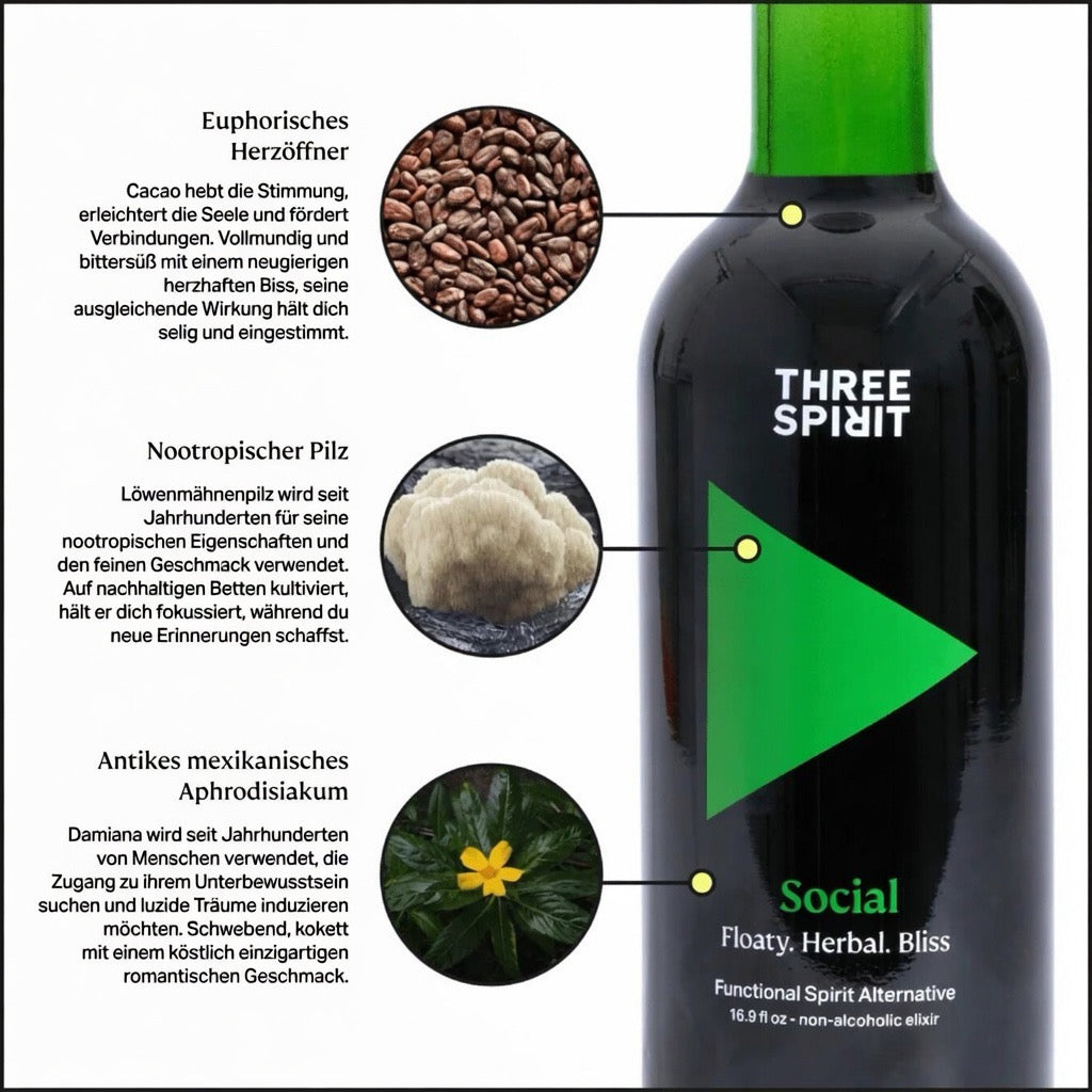 THREE SPIRIT® SOCIAL ELIXIR –Alkoholfreier Premium-Spirit   (500 ml)