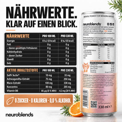 Neuroblends VIBE – 24 Dosen (24 × 330 ml) – Alkoholfreier Mood Drink ohne Zucker