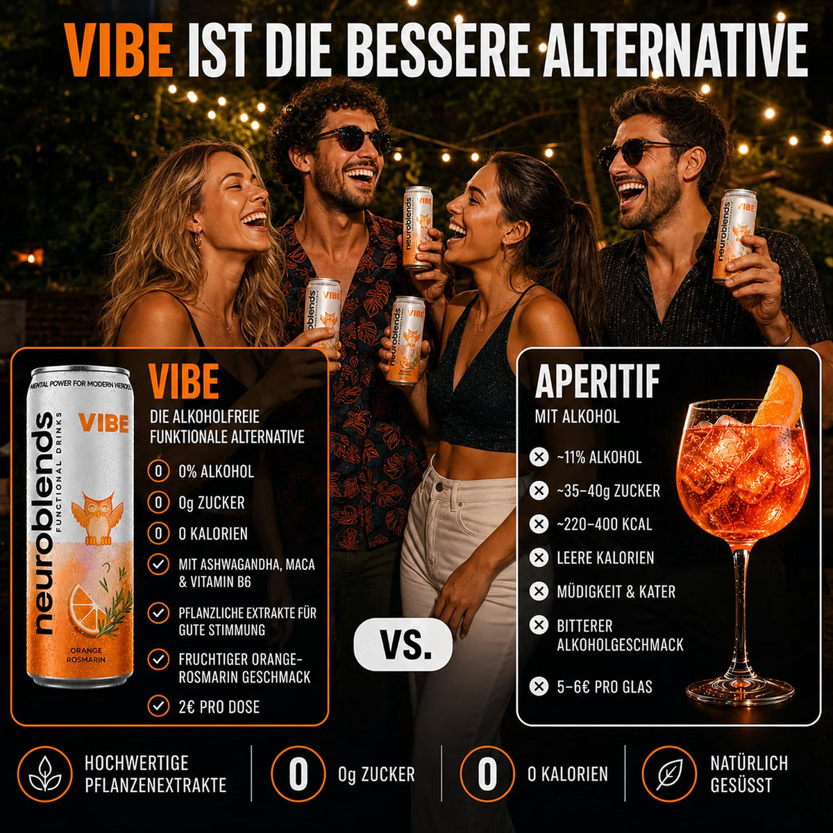 Neuroblends VIBE – 24 Dosen (24 × 330 ml) – Alkoholfreier Mood Drink ohne Zucker