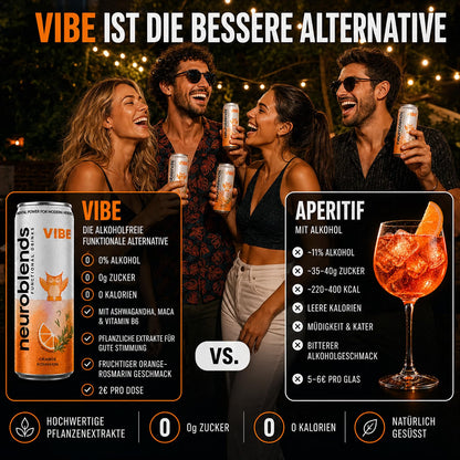 Neuroblends VIBE – 24 Dosen (24 × 330 ml) – Alkoholfreier Mood Drink ohne Zucker