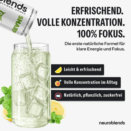Neuroblends SHARP – 24 Dosen (24 x 330 ml) – Fokus & Konzentration ohne Zucker