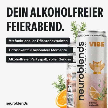 Neuroblends VIBE – 24 Dosen (24 × 330 ml) – Alkoholfreier Mood Drink ohne Zucker