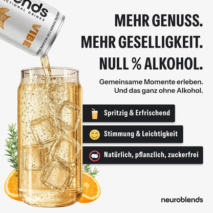 Neuroblends VIBE – 24 Dosen (24 × 330 ml) – Alkoholfreier Mood Drink ohne Zucker