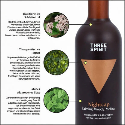 THREE SPIRIT® NIGHTCAP – Alkoholfreier Premium-Spirit   (500 ml)