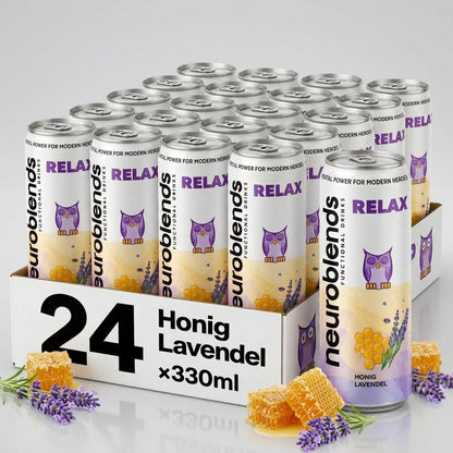 Neuroblends RELAX- 24 Dosen (24 × 330 ml) - Wellness Drink Honig-Lavendel ohne Zucker
