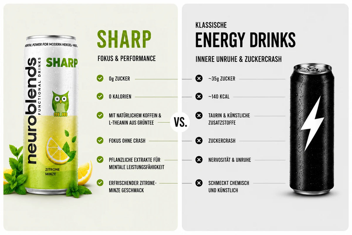 Neuroblends SHARP – 24 Dosen (24 x 330 ml) – Fokus & Konzentration ohne Zucker