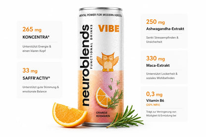 Neuroblends VIBE – 24 Dosen (24 × 330 ml) – Alkoholfreier Mood Drink ohne Zucker