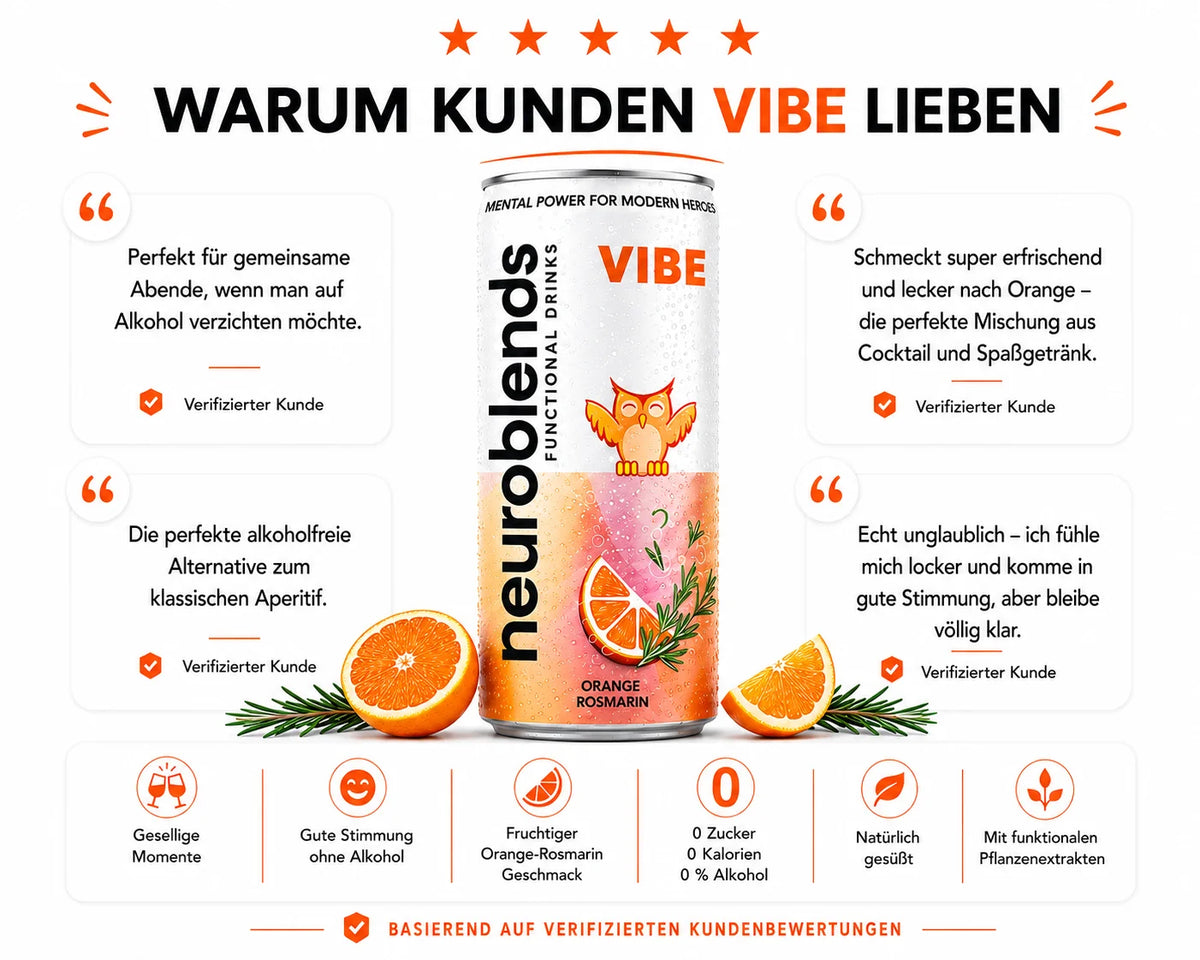 Neuroblends VIBE – 24 Dosen (24 × 330 ml) – Alkoholfreier Mood Drink ohne Zucker
