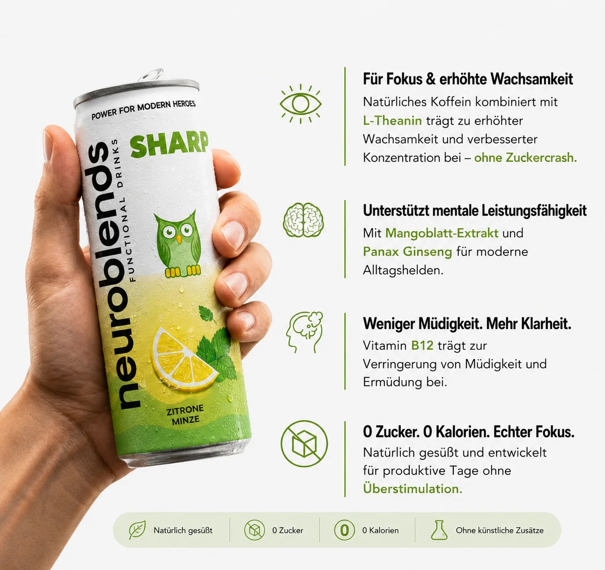 Neuroblends SHARP – 24 Dosen (24 x 330 ml) – Fokus & Konzentration ohne Zucker