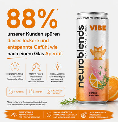 Neuroblends VIBE – 24 Dosen (24 × 330 ml) – Alkoholfreier Mood Drink ohne Zucker